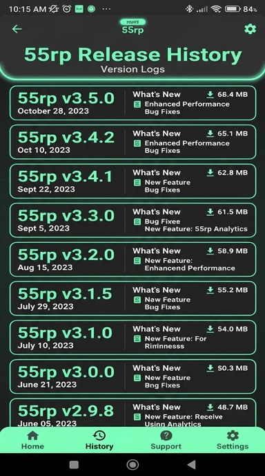 Riwayat Versi 55rp untuk Pengguna Android