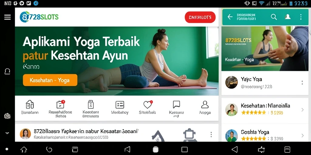 Antarmuka aplikasi 8728SLOTS menunjukkan berbagai pose yoga yang jelas.
