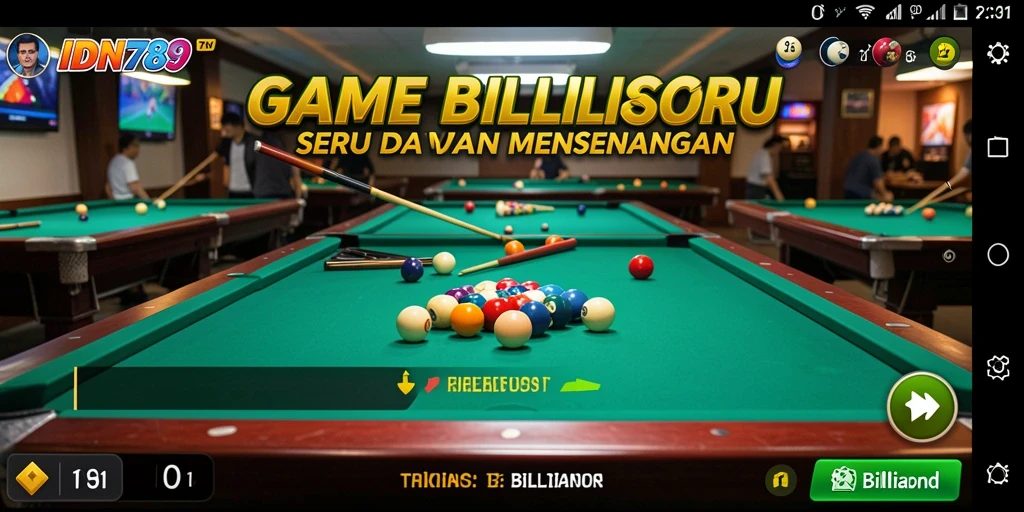 Antarmuka game Billiard IDN789 yang menarik dan interaktif.