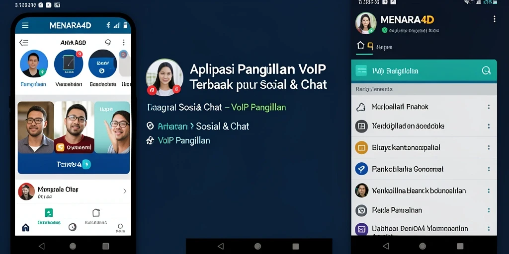 Screenshot antarmuka pengguna MENARA4D dengan fitur panggilan VoIP.