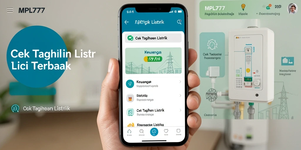 Tampilan antarmuka utama MPL777 untuk cek tagihan listrik.
